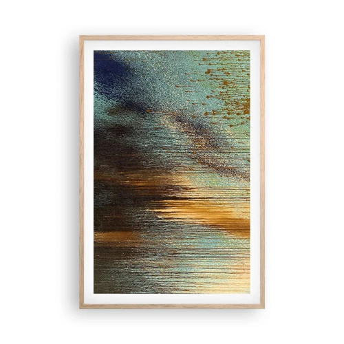 Plakat i ramme af lyst egetræ - En utilsigtet farverig komposition - 61x91 cm