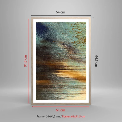Plakat i ramme af lyst egetræ - En utilsigtet farverig komposition - 61x91 cm