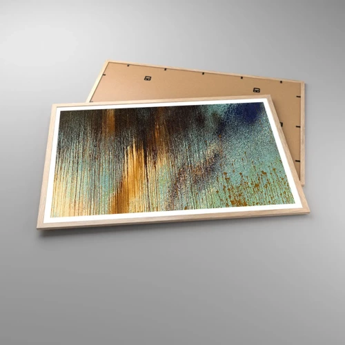 Plakat i ramme af lyst egetræ - En utilsigtet farverig komposition - 91x61 cm