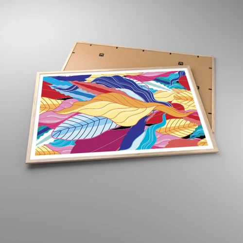 Plakat i ramme af lyst egetræ - Et farverigt rod - 100x70 cm
