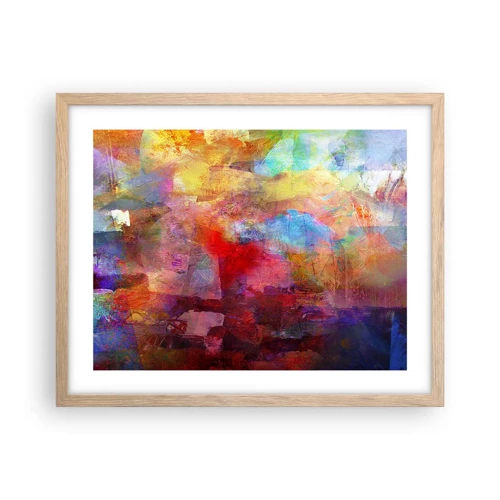 Plakat i ramme af lyst egetræ - Et kig ind i regnbuen - 50x40 cm