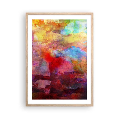 Plakat i ramme af lyst egetræ - Et kig ind i regnbuen - 50x70 cm