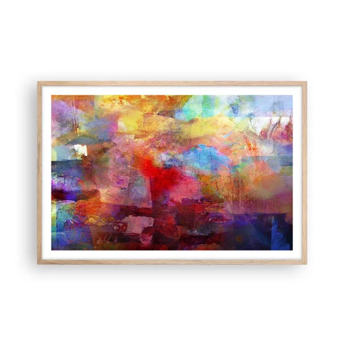 Plakat i ramme af lyst egetræ - Et kig ind i regnbuen - 91x61 cm