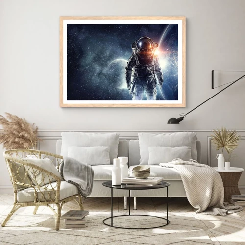 Plakat i ramme af lyst egetræ - Et kosmisk eventyr - 40x30 cm