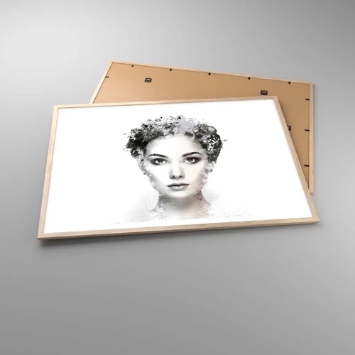 Plakat i ramme af lyst egetræ - Et meget stilfuldt portræt - 100x70 cm