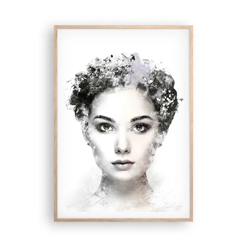 Plakat i ramme af lyst egetræ - Et meget stilfuldt portræt - 70x100 cm