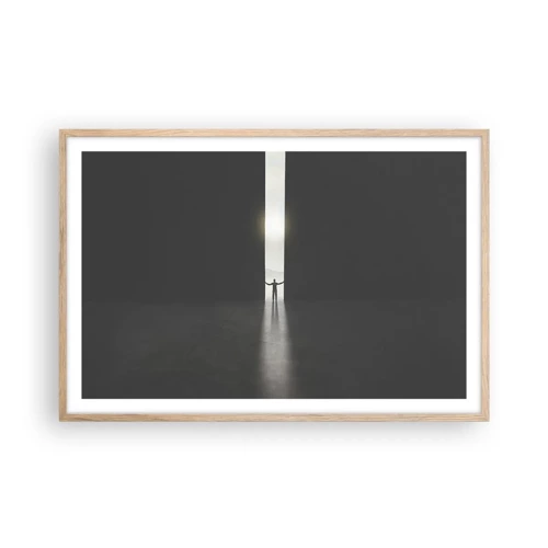 Plakat i ramme af lyst egetræ - Et skridt mod en lys fremtid - 91x61 cm