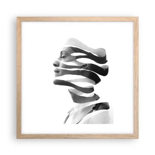 Plakat i ramme af lyst egetræ - Et surrealistisk portræt - 40x40 cm