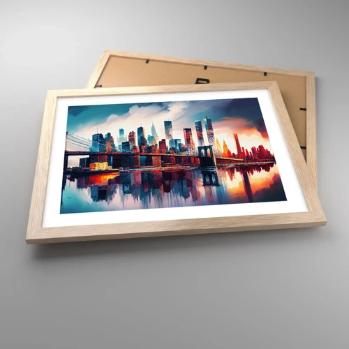 Plakat i ramme af lyst egetræ - Fænomenale New York - 40x30 cm