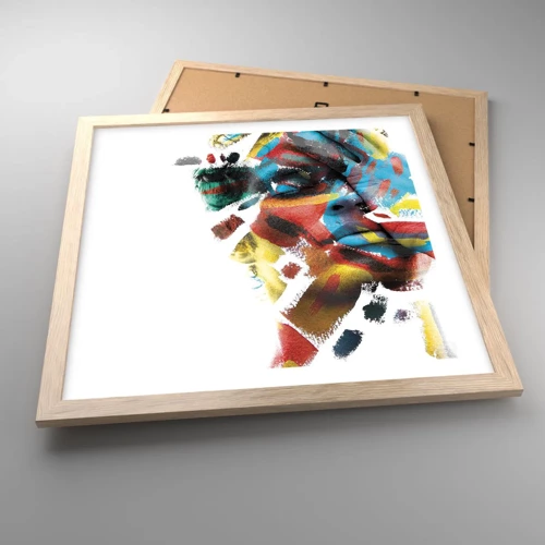 Plakat i ramme af lyst egetræ - Farverig personlighed - 40x40 cm