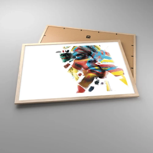 Plakat i ramme af lyst egetræ - Farverig personlighed - 70x50 cm