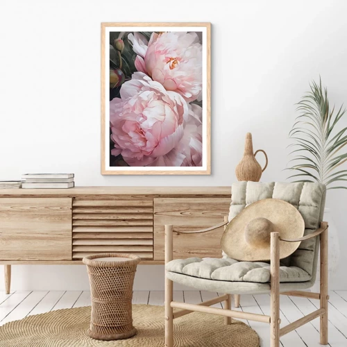 Plakat i ramme af lyst egetræ - Fastlåst i blomstring - 30x40 cm