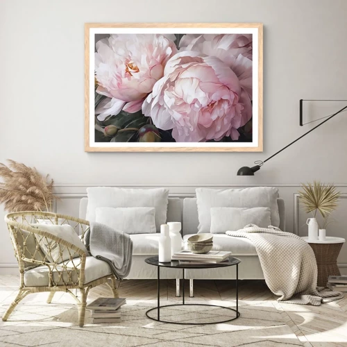 Plakat i ramme af lyst egetræ - Fastlåst i blomstring - 40x30 cm