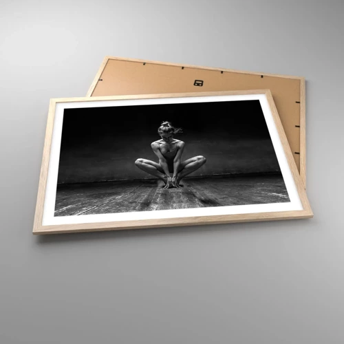 Plakat i ramme af lyst egetræ - Fokuseret danseenergi - 70x50 cm