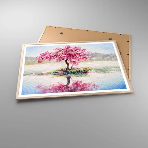 Plakat i ramme af lyst egetræ - Forårsfestival - 100x70 cm