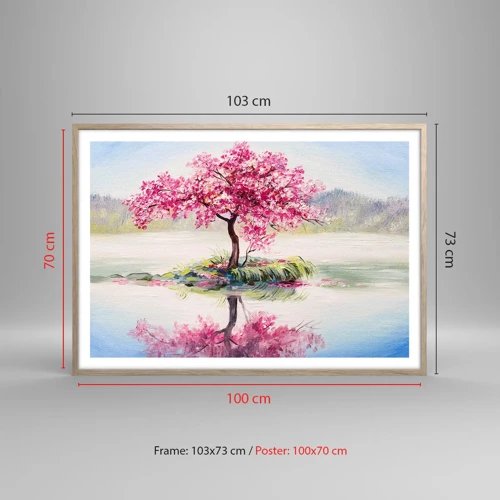 Plakat i ramme af lyst egetræ - Forårsfestival - 100x70 cm