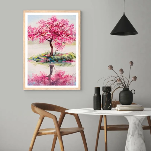 Plakat i ramme af lyst egetræ - Forårsfestival - 50x70 cm