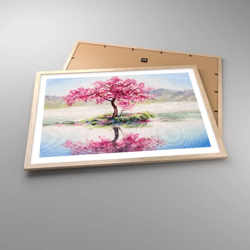 Plakat i ramme af lyst egetræ - Forårsfestival - 70x50 cm