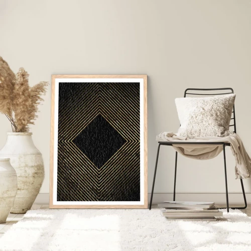 Plakat i ramme af lyst egetræ - Geometri i glamour-stil - 40x50 cm