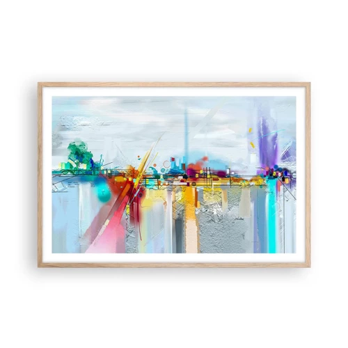 Plakat i ramme af lyst egetræ - Glædens bro over livets flod - 91x61 cm