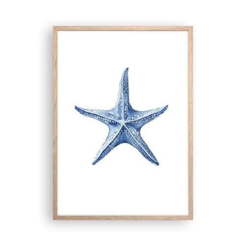 Plakat i ramme af lyst egetræ - Havets stjerne - 50x70 cm