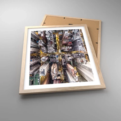 Plakat i ramme af lyst egetræ - Hilsner fra Hong Kong - 40x50 cm