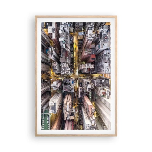 Plakat i ramme af lyst egetræ - Hilsner fra Hong Kong - 61x91 cm