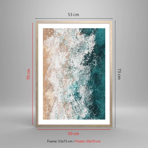 Plakat i ramme af lyst egetræ - Historier fra havet - 50x70 cm