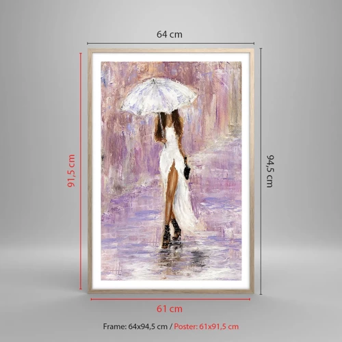 Plakat i ramme af lyst egetræ - I den syrenrøde regn - 61x91 cm