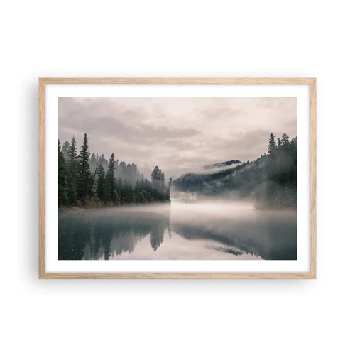 Plakat i ramme af lyst egetræ - I drømmen, i tågen - 70x50 cm