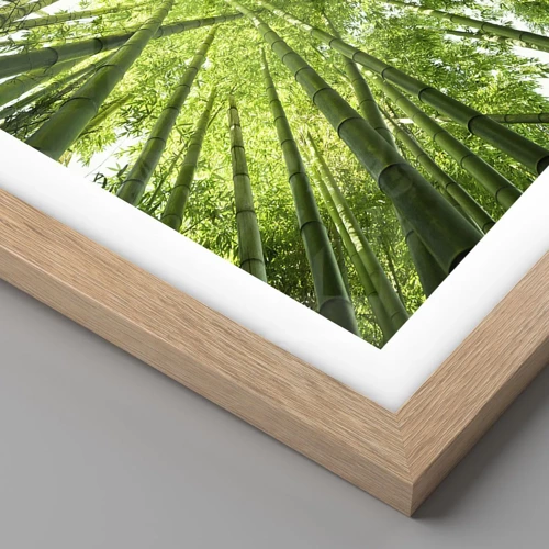 Plakat i ramme af lyst egetræ - I en bambuslund - 30x30 cm