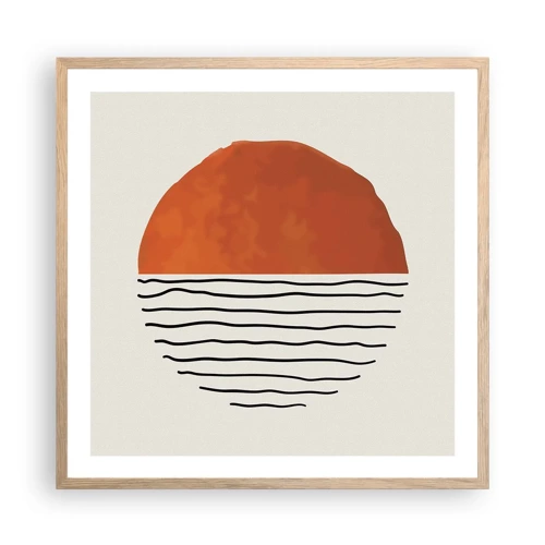 Plakat i ramme af lyst egetræ - I en japansk atmosfære - 60x60 cm