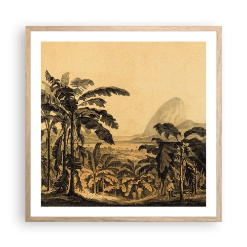 Plakat i ramme af lyst egetræ - I en kolonial atmosfære - 60x60 cm