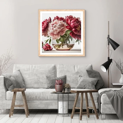 Plakat i ramme af lyst egetræ - I fuldt flor af skønhed - 50x50 cm