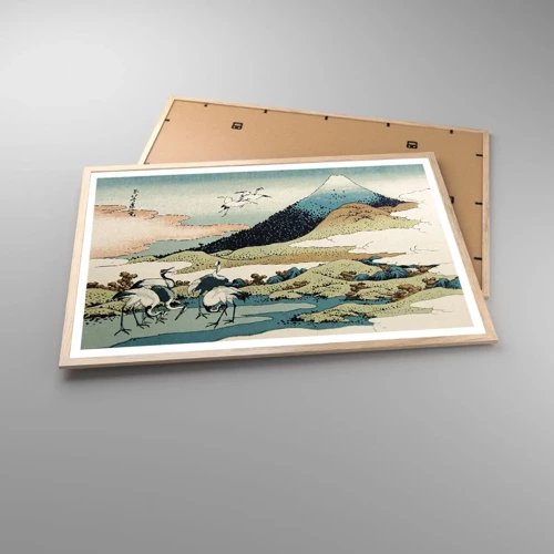 Plakat i ramme af lyst egetræ - I japansk ånd - 91x61 cm