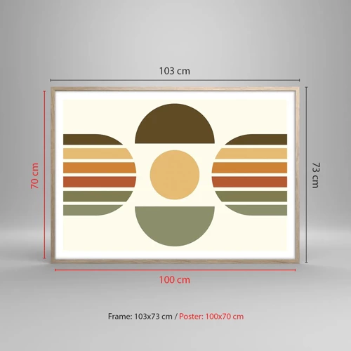 Plakat i ramme af lyst egetræ - I jordfarver - 100x70 cm