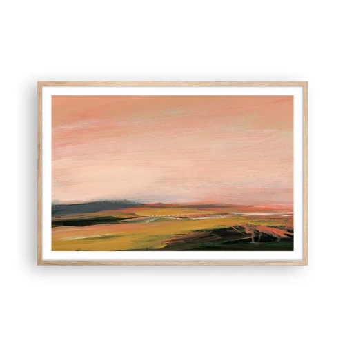 Plakat i ramme af lyst egetræ - I lyserøde toner - 91x61 cm