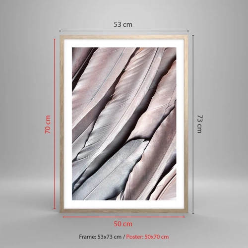 Plakat i ramme af lyst egetræ - I lyserødt sølv - 50x70 cm