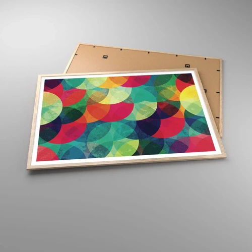 Plakat i ramme af lyst egetræ - Ind i regnbuens opstigning - 100x70 cm