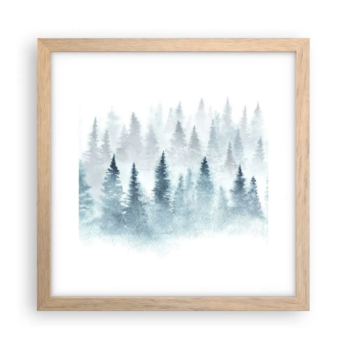 Plakat i ramme af lyst egetræ - Indhyllet i tåge - 30x30 cm