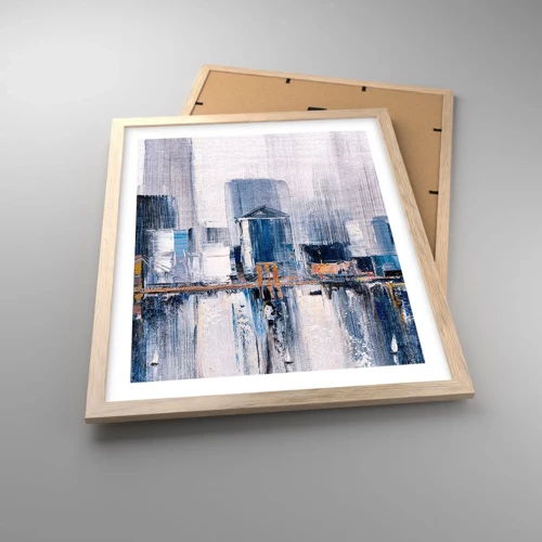 Plakat i ramme af lyst egetræ - Indtryk fra New York - 40x50 cm