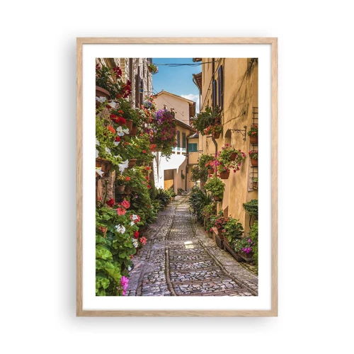 Plakat i ramme af lyst egetræ - Italiensk gyde - 50x70 cm