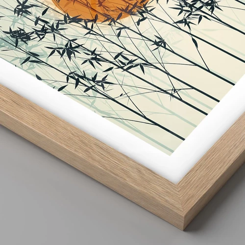 Plakat i ramme af lyst egetræ - Japansk sol - 30x40 cm