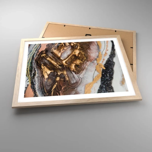 Plakat i ramme af lyst egetræ - Jord element - 50x40 cm