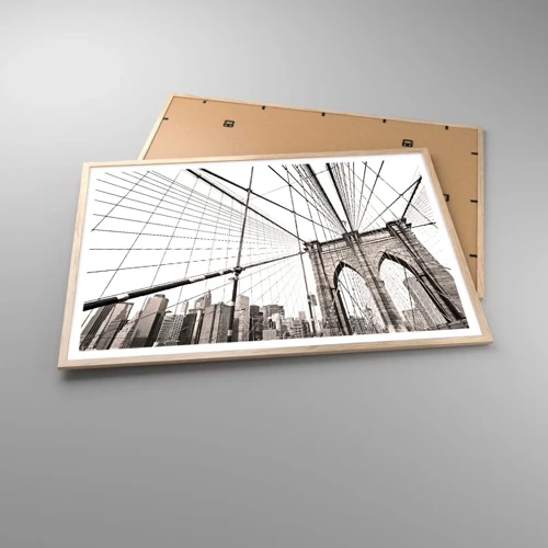 Plakat i ramme af lyst egetræ - Katedralen i New York - 100x70 cm