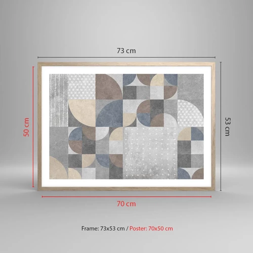 Plakat i ramme af lyst egetræ - Keramisk fantasi - 70x50 cm