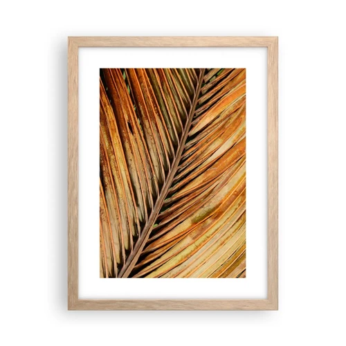 Plakat i ramme af lyst egetræ - Kokosnød guld - 30x40 cm