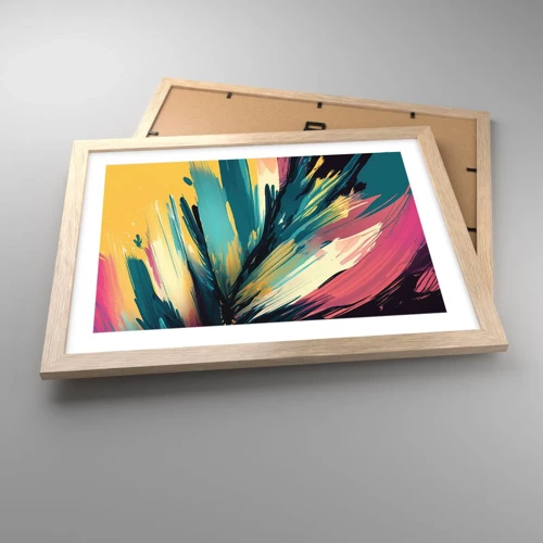 Plakat i ramme af lyst egetræ - Komposition - en eksplosion af glæde - 40x30 cm