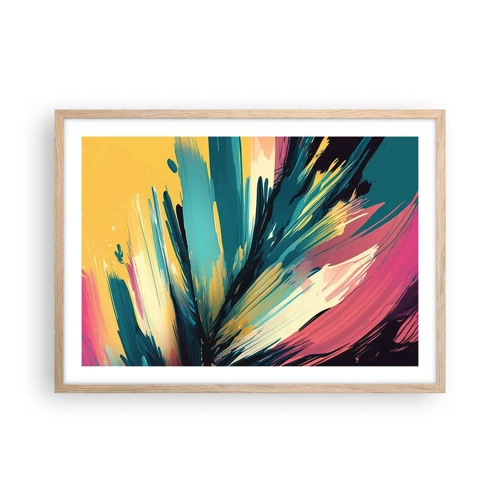 Plakat i ramme af lyst egetræ - Komposition - en eksplosion af glæde - 70x50 cm