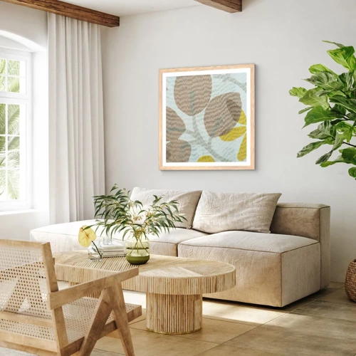 Plakat i ramme af lyst egetræ - Komposition i solskinnet - 60x60 cm